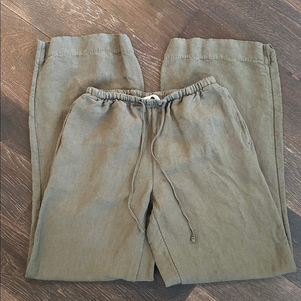H&M Linen Blend Olive Green Pants - Picture 3 of 3